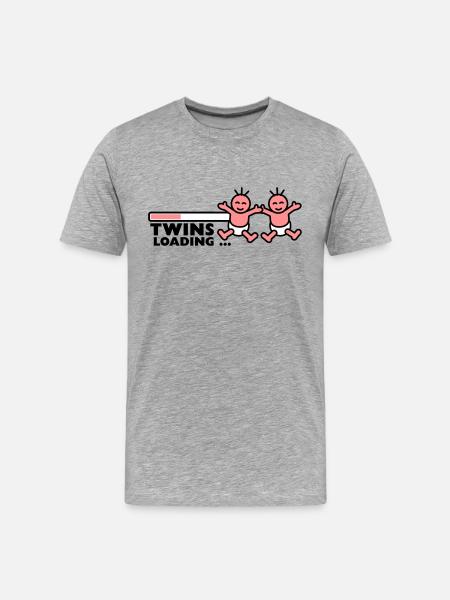 Twins Loading - Männer Premium Bio T-Shirt - Grau meliert