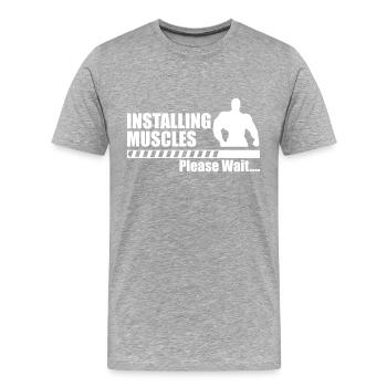 Installing Muscle - Männer Premium Bio T-Shirt - Grau meliert - Vorne - Damien (186cm)