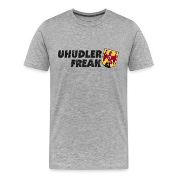 Uhudler Freak Burgenland Wappen Spruch Geschenk - Männer Premium Bio T-Shirt - Grau meliert - Vorne - Damien (186cm)
