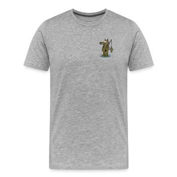 Wolfgang l’ange Wolf dessin animé pour Fisherman - T-shirt bio Premium Homme - gris chiné - Devant - Damien (186cm)
