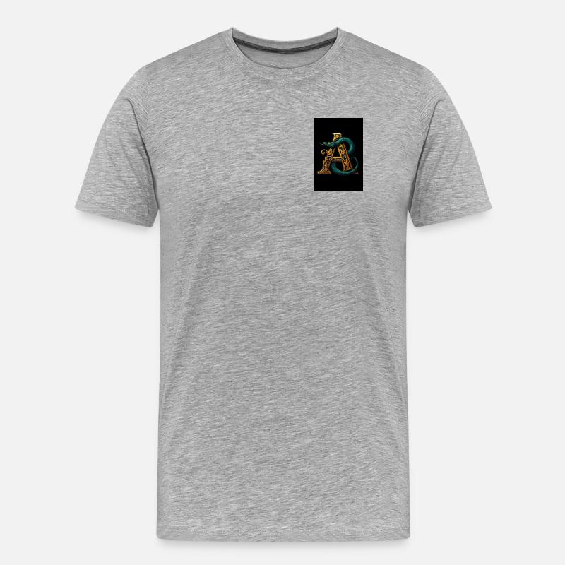 A - Magisches Ornament mit Basilisk - Männer Premium Bio T-Shirt - Grau meliert