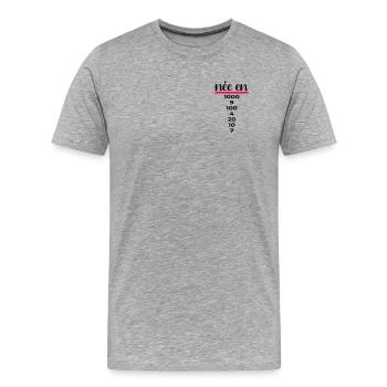 Chiffres Français 1997 Anniversaire - T-shirt bio Premium Homme - gris chiné - Devant - Damien (186cm)