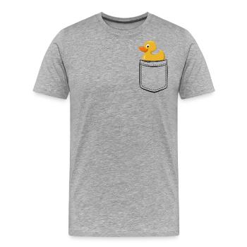 Meine Gummi-Ente in der Tasche - Brusttasche - Männer Premium Bio T-Shirt - Grau meliert - Vorne - Damien (186cm)