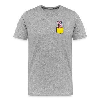 Dino rose avec lunettes de soleil Kids Baby Comic - T-shirt bio Premium Homme - gris chiné - Devant - Damien (186cm)
