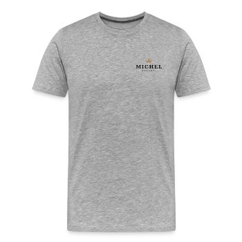 Michel - Männer Premium Bio T-Shirt - Grau meliert - Vorne - Damien (186cm)