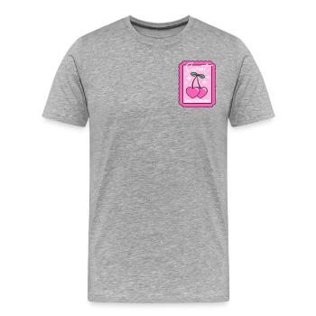 Sweet Joyfulness Kirschherzen Stempel - Männer Premium Bio T-Shirt - Grau meliert - Vorne - Damien (186cm)