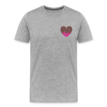 Schlamm ist das neue Pink - Herz Form - Herzform - Männer Premium Bio T-Shirt - Grau meliert - Vorne - Damien (186cm)