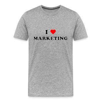 I LOVE MARKETING (schwarz/weiße Umrandung) - Männer Premium Bio T-Shirt - Grau meliert - Vorne - Damien (186cm)