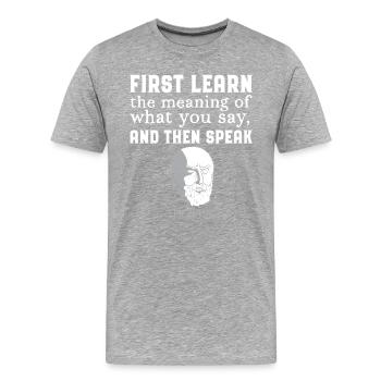 Epiktet Zitat Stoizismus Stoiker Geschenk - Männer Premium Bio T-Shirt - Grau meliert - Vorne - Damien (186cm)