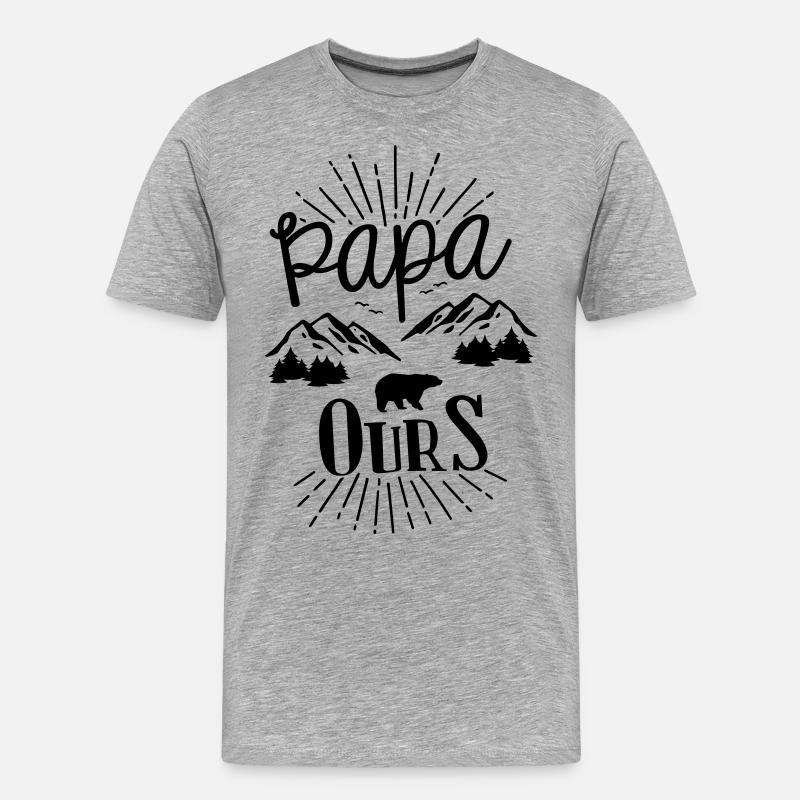 Papa Bär - Männer Premium Bio T-Shirt - Grau meliert
