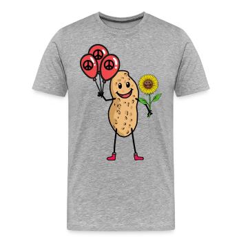 Cacahuète Paix Tournesol Mouvement pour la Paix Paix - T-shirt bio Premium Homme - gris chiné - Devant - Damien (186cm)