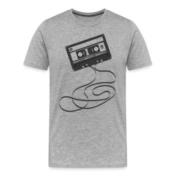 Cassette audio - T-shirt bio Premium Homme - gris chiné - Devant - Damien (186cm)