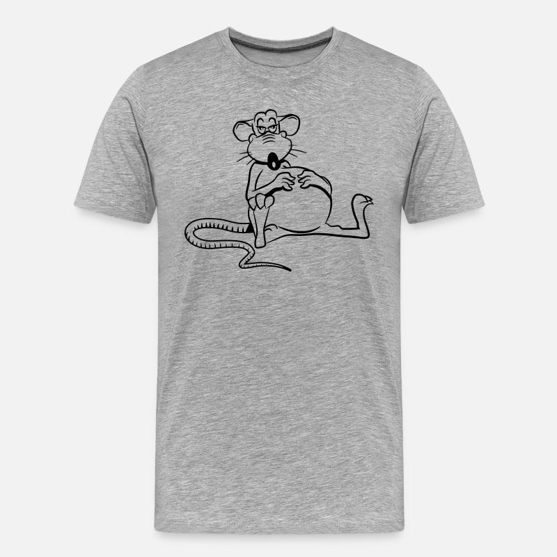 ratte satt müde - Männer Premium Bio T-Shirt - Grau meliert