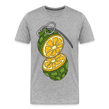 Die Granate ist eine Orange. - Männer Premium Bio T-Shirt - Grau meliert - Vorne - Damien (186cm)