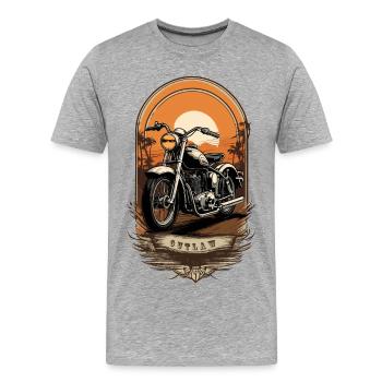 Moto rétro - T-shirt bio Premium Homme - gris chiné - Devant - Damien (186cm)