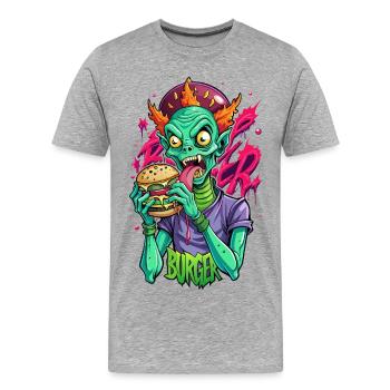 Burger Alien - Männer Premium Bio T-Shirt - Grau meliert - Vorne - Damien (186cm)