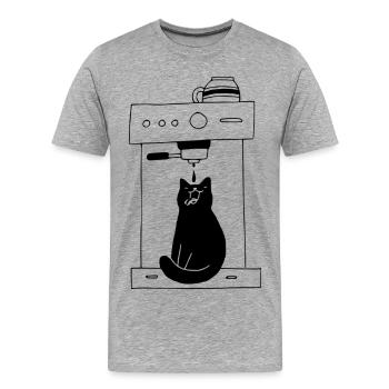 Cat Coffee Barista Vintage - T-shirt bio Premium Homme - gris chiné - Devant - Damien (186cm)