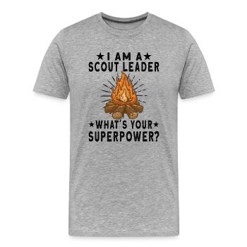 Scout Camping Outdoor Campfire Hiking Backpacking - Männer Premium Bio T-Shirt - Grau meliert - Vorne - Damien (186cm)