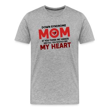 Syndrome de Down Syndrome de Down Conscience Idée cadeau - T-shirt bio Premium Homme - gris chiné - Devant - Damien (186cm)
