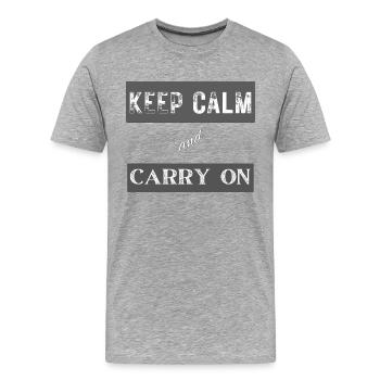 Keep Calm and Carry On - Männer Premium Bio T-Shirt - Grau meliert - Vorne - Damien (186cm)