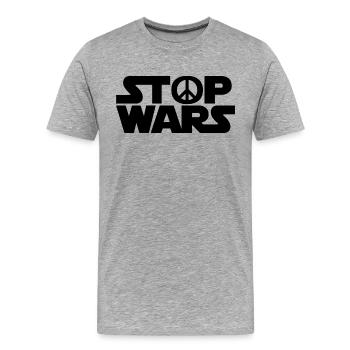 Stop Wars - Men's Premium Organic T-Shirt - heather grey - Front - Damien (186cm)