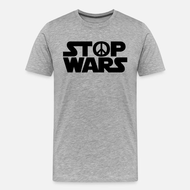 Stop Wars - Männer Premium Bio T-Shirt - Grau meliert