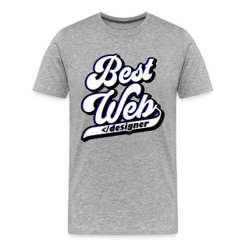 Meilleur | Web Designer Les couleurs peuvent être modifiées - T-shirt bio Premium Homme - gris chiné - Devant - Damien (186cm)