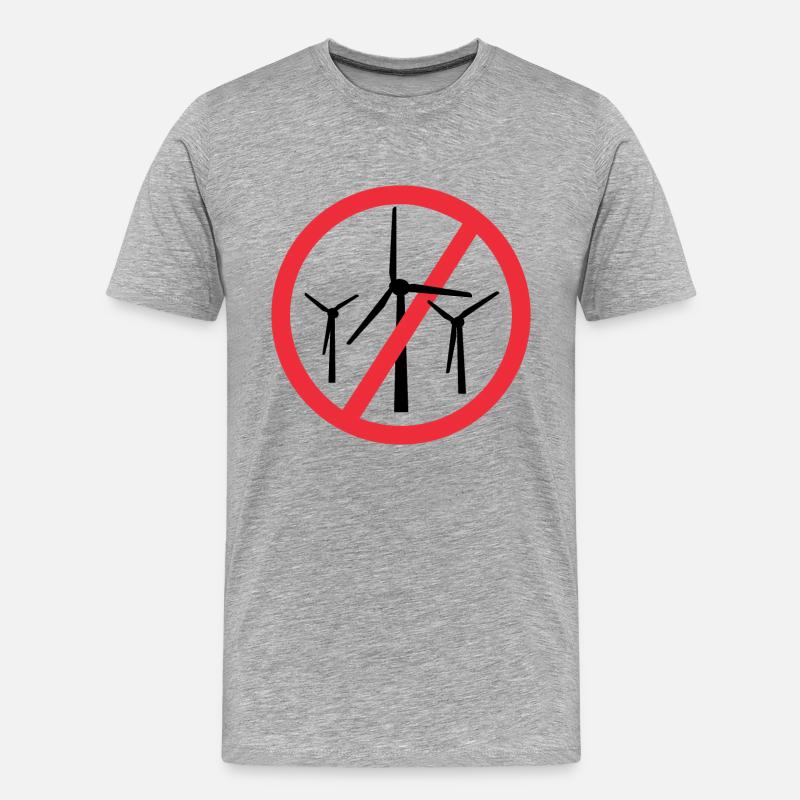 Arrêtez les éoliennes, non aux parcs éoliens - T-shirt bio Premium Homme - gris chiné