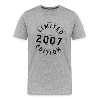 2007 Édition Limitée Timbre Chemise d’Anniversaire - T-shirt bio Premium Homme - gris chiné - Devant - Damien (186cm)