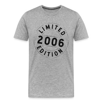 2006 Chemise d’anniversaire en édition limitée - T-shirt bio Premium Homme - gris chiné - Devant - Damien (186cm)