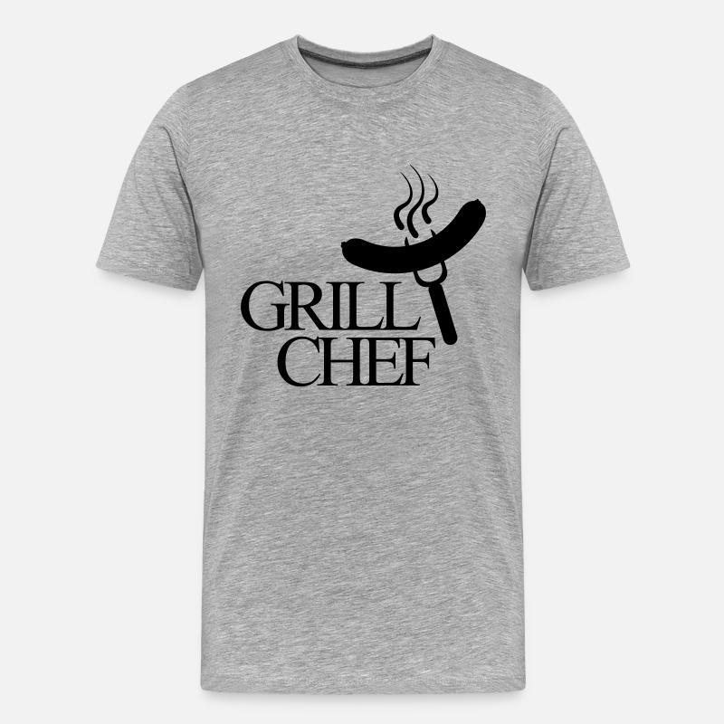 grillchef - Männer Premium Bio T-Shirt - Grau meliert