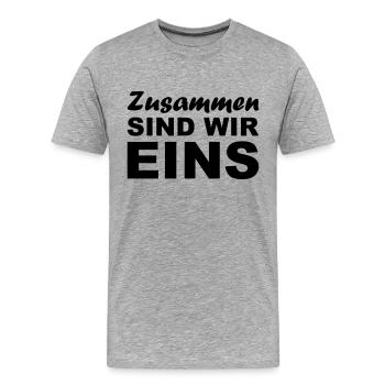 Zusammen sind wir Eins - Männer Premium Bio T-Shirt - Grau meliert - Vorne - Damien (186cm)