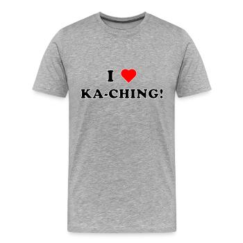 I LOVE KA-CHING! (schwarz/weiße Umrandung) - Männer Premium Bio T-Shirt - Grau meliert - Vorne - Damien (186cm)