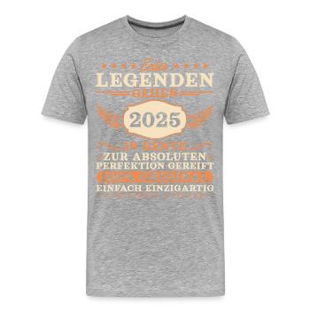 Echte Legenden gehen 2025 in Rente - Männer Premium Bio T-Shirt - Grau meliert - Vorne - Damien (186cm)