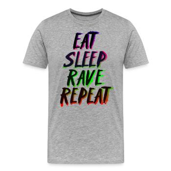 Eat Sleep Rave Repeat - Männer Premium Bio T-Shirt - Grau meliert - Vorne - Damien (186cm)