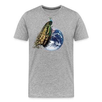 L’Eden au-dessus de la Terre | Pulau Kreasi (Noir) - T-shirt bio Premium Homme - gris chiné - Devant - Damien (186cm)