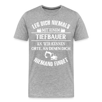 Tiefbauer - Männer Premium Bio T-Shirt - Grau meliert - Vorne - Damien (186cm)