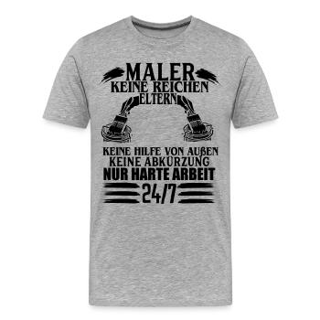 MALER HANDWERK BERUF - Männer Premium Bio T-Shirt - Grau meliert - Vorne - Damien (186cm)