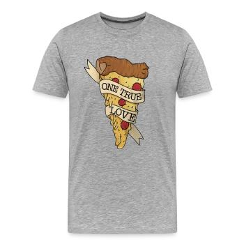 Pizza One true love - Men's Premium Organic T-Shirt - heather grey - Front - Damien (186cm)