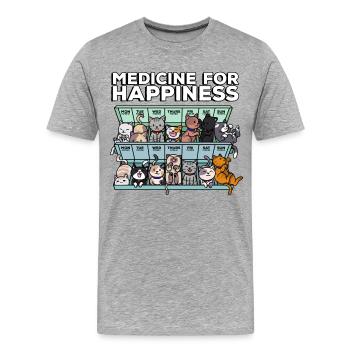 Mon médicament Pour le bonheur signifie chats - T-shirt bio Premium Homme - gris chiné - Devant - Damien (186cm)