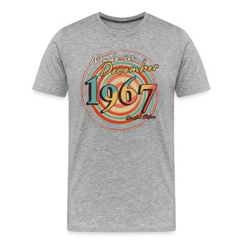 1967 Im Dezember Vintage - Männer Premium Bio T-Shirt - Grau meliert - Vorne - Damien (186cm)