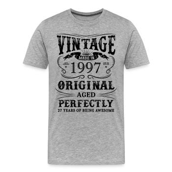 Vintage Made In 1997 27 Years Of Being Awesome - Männer Premium Bio T-Shirt - Grau meliert - Vorne - Damien (186cm)