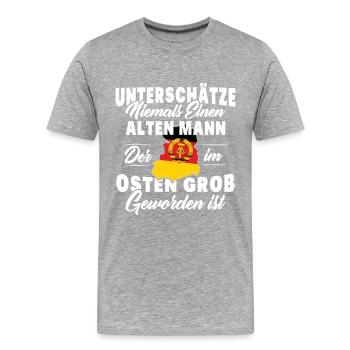 Ossi Geschenk Männer Frauen Ostdeutschland NVA Ost - Männer Premium Bio T-Shirt - Grau meliert - Vorne - Damien (186cm)