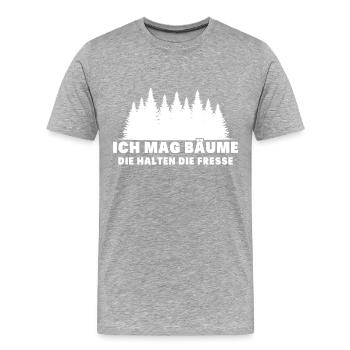Ich Mag Bäume Die Halten Die Fresse - Männer Premium Bio T-Shirt - Grau meliert - Vorne - Damien (186cm)