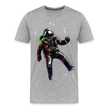 L'astronaute flotte dans l'espace - T-shirt bio Premium Homme - gris chiné - Devant - Damien (186cm)