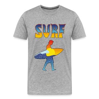 Surfen - Männer Premium Bio T-Shirt - Grau meliert - Vorne - Damien (186cm)