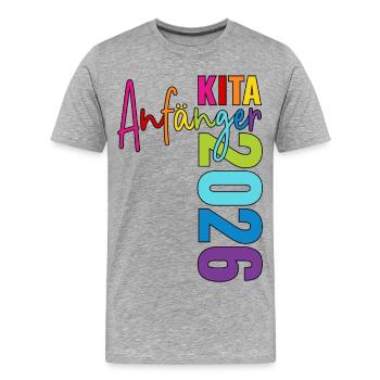 Kita Anfänger 2026 - Männer Premium Bio T-Shirt - Grau meliert - Vorne - Damien (186cm)