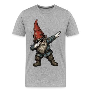 Garden Gnome Dab – Funny Dwarf - Men's Premium Organic T-Shirt - heather grey - Front - Damien (186cm)