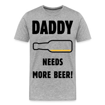 Papa a besoin de plus de bière ! (Papa / Papa / Bière / PUT) - T-shirt bio Premium Homme - gris chiné - Devant - Damien (186cm)