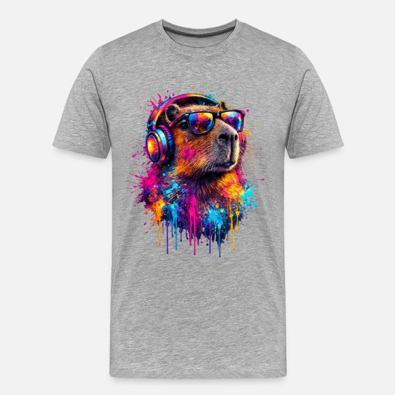 Capybara - Männer Premium Bio T-Shirt - Grau meliert